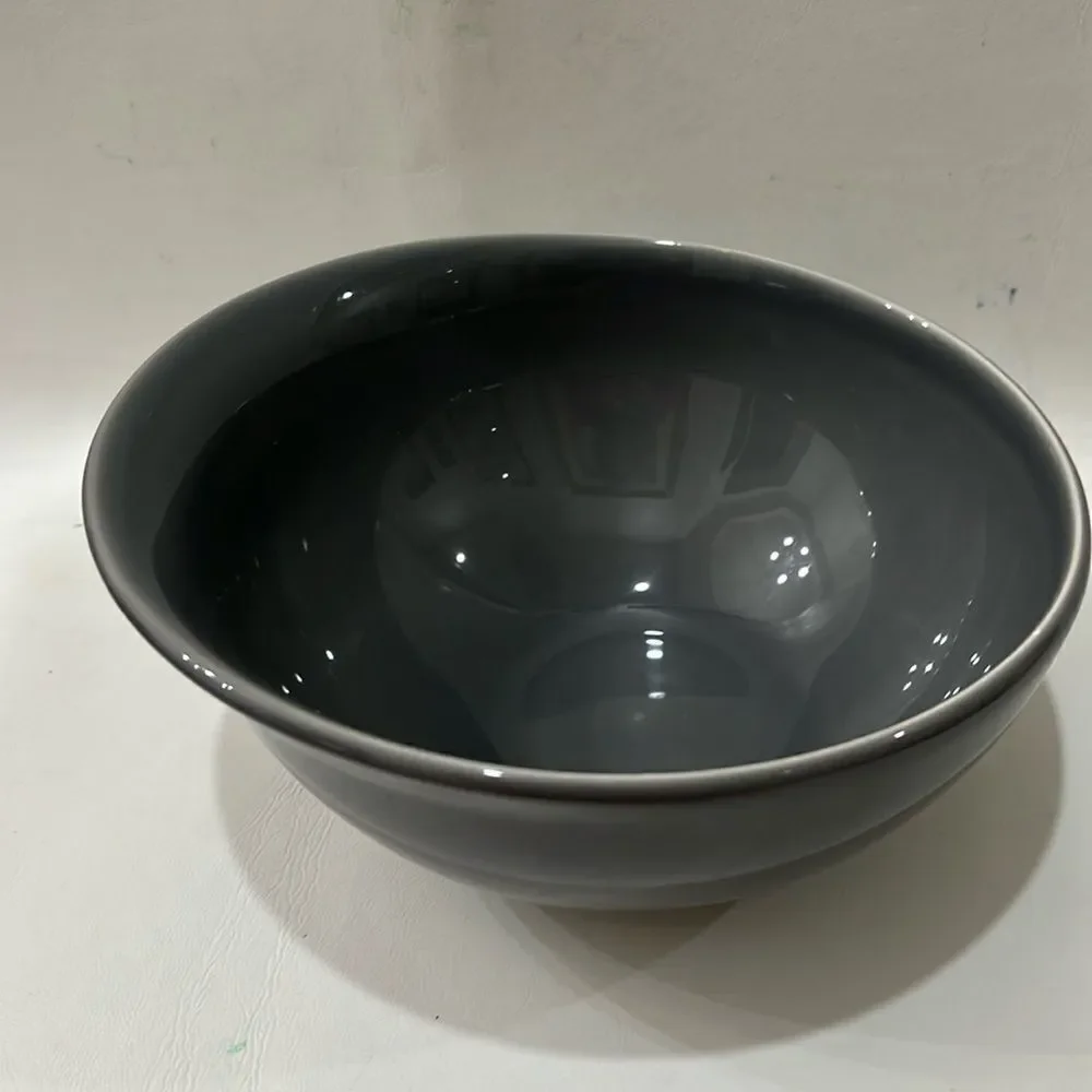 Williams Sonoma Bowl Gray Glass Portugal 3 1/2 Tall X 4 1/4 Tall 8 1/4 Round